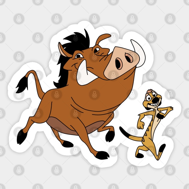 Pumbaa and Timon Sticker by Megan Olivia